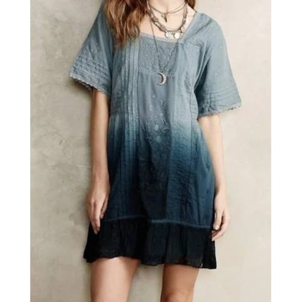 Anthropologie Holding Horses Ombre Ocean Dipped Blue Tunic Dress Blue Size: XS
